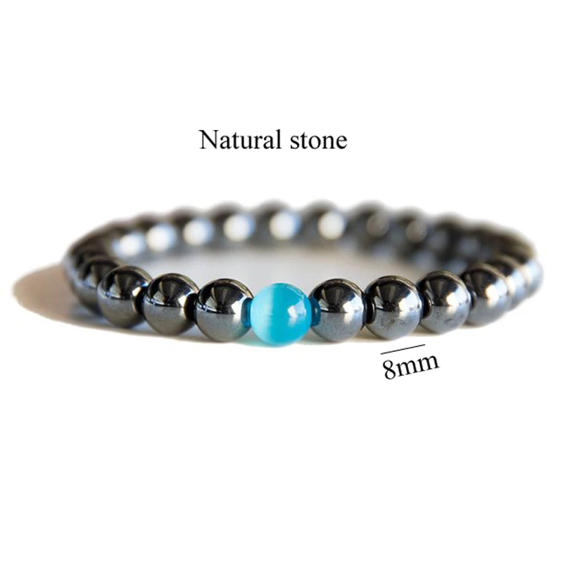 Натуральный камень бусины браслет для мужчин гематит потеря веса браслеты модные ювелирные изделия для здоровья - Окраска металла: 1