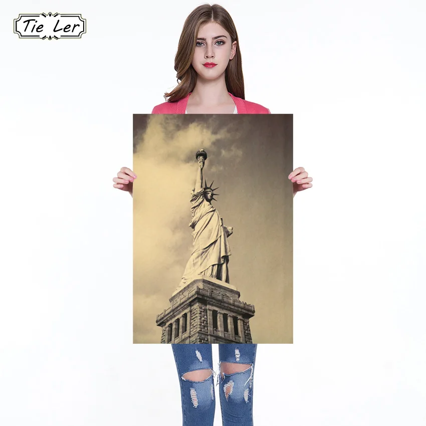 

Vintage The Statue of Liberty Kraft Paper Wall Stickers Bar Retro Poster Decorative Painting 50.5x35cm