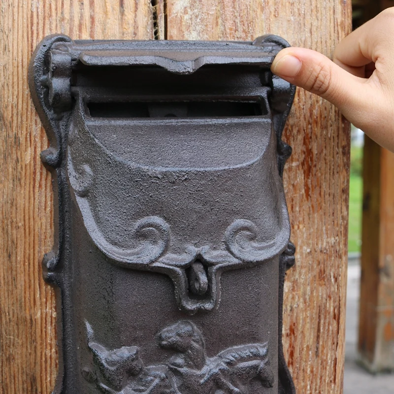 Black Cast Aluminium Horse Man Letter Wall Post Box