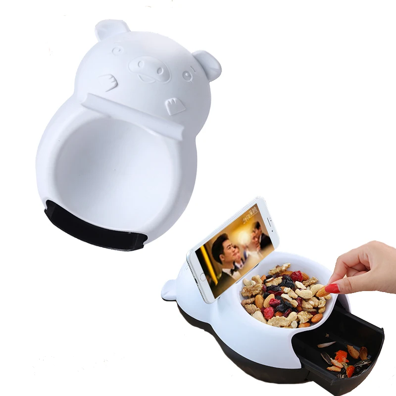 

Lazy Fruit Tray With Drawer Lazy Snack Bowl Plastic Double Layers Snack Storage Box Bowl Fruit Plate Bowl With Phone Holder