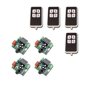 

AC220V RF Wireless Remote Control Switch Mini 1CH 1 CH Relay Receiver Switch RF ON/OFF 4 Receivers with 4 Transmitters