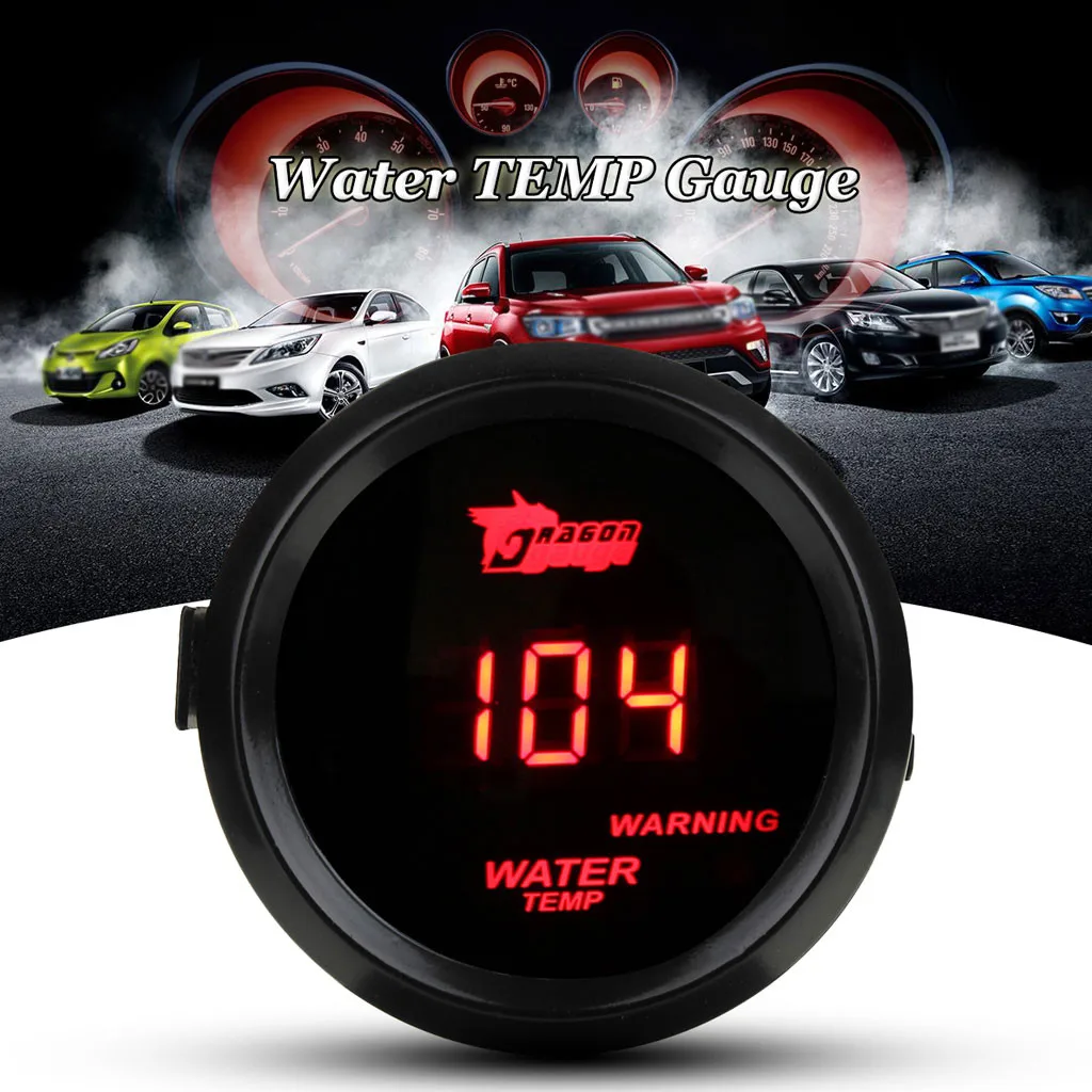 Digital LED Water temp Gauge Water temp sensor Car Black 2 52mm Red Digital LED Electronic Water Temp Temperature Gauge#702y20