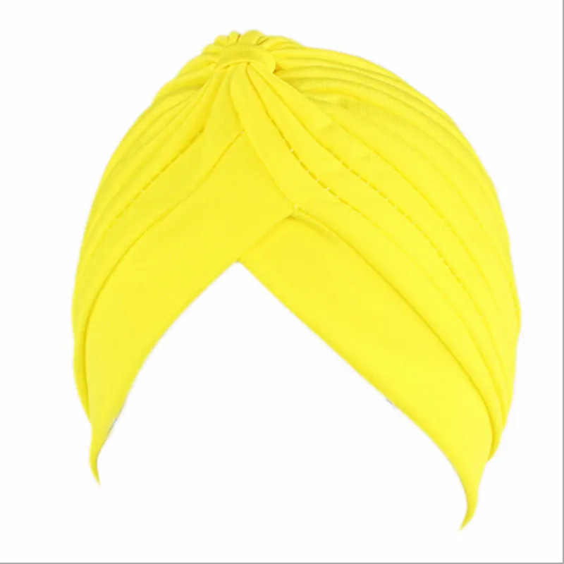 24 цвета мусульманские тюрбан шапки женские эластичные бини шапки банданы Большой Атласный капот индийский - Цвет: Yellow