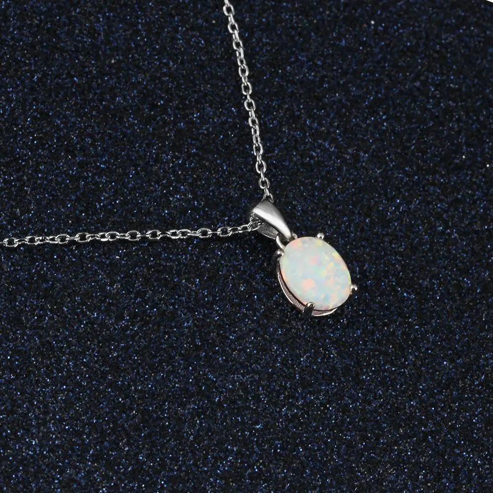 Women Milky Opal Pendants & Necklaces With Silver Color Jewelry Wedding Gifts High Quality (JewelOra NE101901)