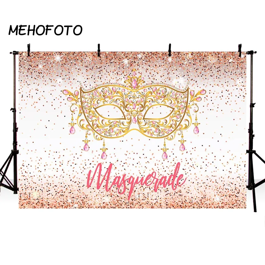 

Photography Backdrops Masquerade Gold Mask Prom Theme Party Banner Event Photo Booth Background Props Photographic Backdrop