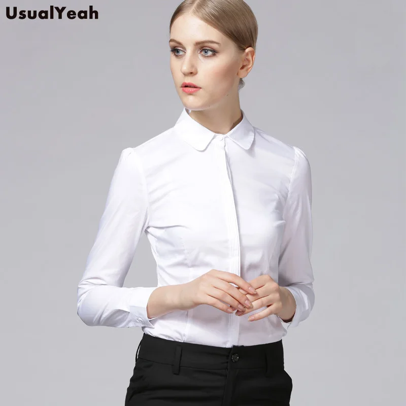 New 2018 Women Body Shirt Blouse Striping Turn-down Collar Formal Long Sleeve Office Work Wear Slim Fit Blue, White SY0289 S-XXL 4