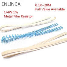 100 шт. 1R~ 1 м 1/4 Вт 0,25 36R 39R 10K 22K 47K 100 к 100 220 1K5 2K2 100R 220R 1K 1,5 K 2,2 K 4,7 K 4K7 Ом металлической пленке резистор 1% 1/4W