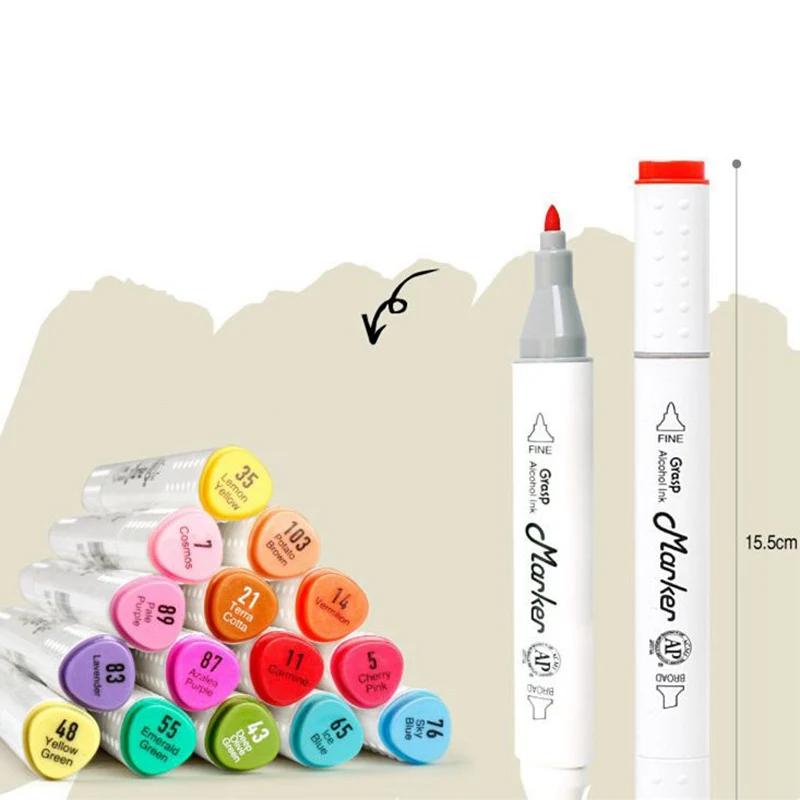 

Deli 12/24/36/48/60 Colors Pen Art Markers Set Alcohol Oily Base Sketch Markers Pen For Drawing Animation Manga Supplies