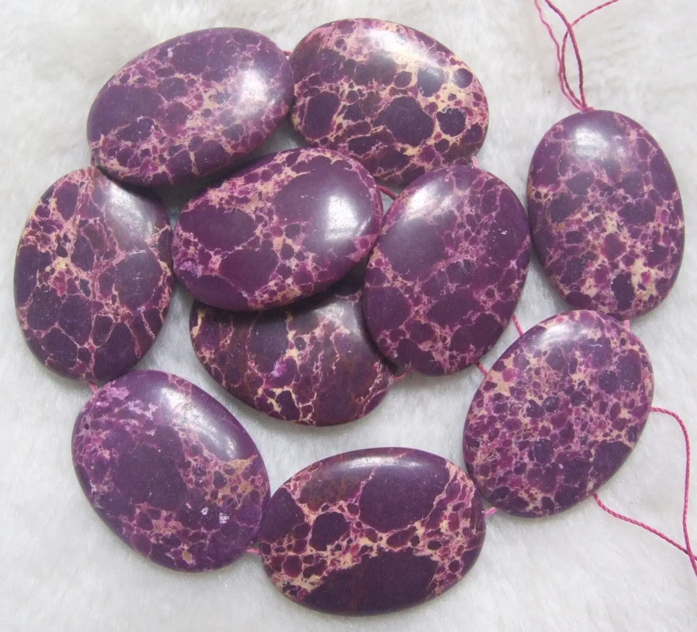 30x40mm Purple Imperial Jasper Oval Loose Beads 15"Beads AliExpress