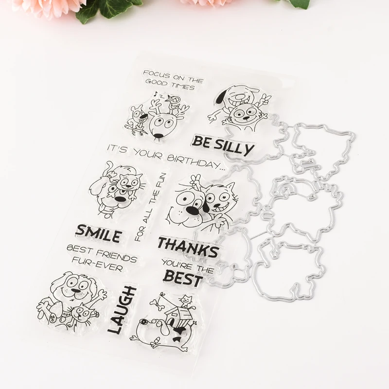 

Animal Metal Cutting Dies and Clear Stamp for DIY Scrapbooking Photo Album Decoretive Embossing Stencial
