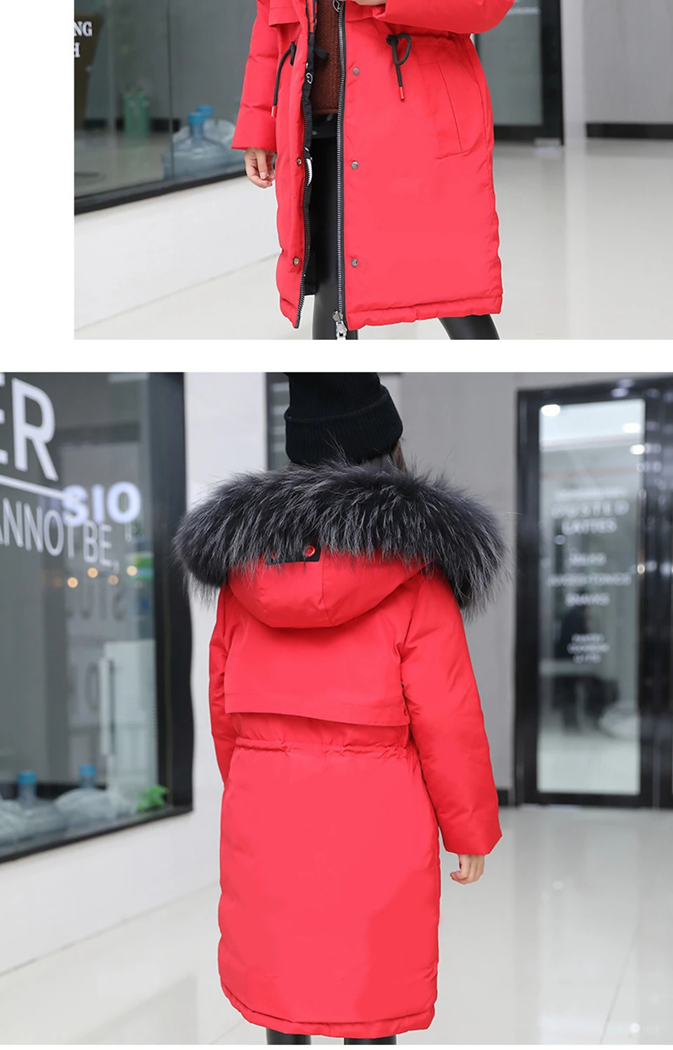 Girl Winter Thick Jacket Reversible Coat Fur Hooded Russian Kids Winter Clothes Children Jacket Duck Down Parkas Long Overcoat