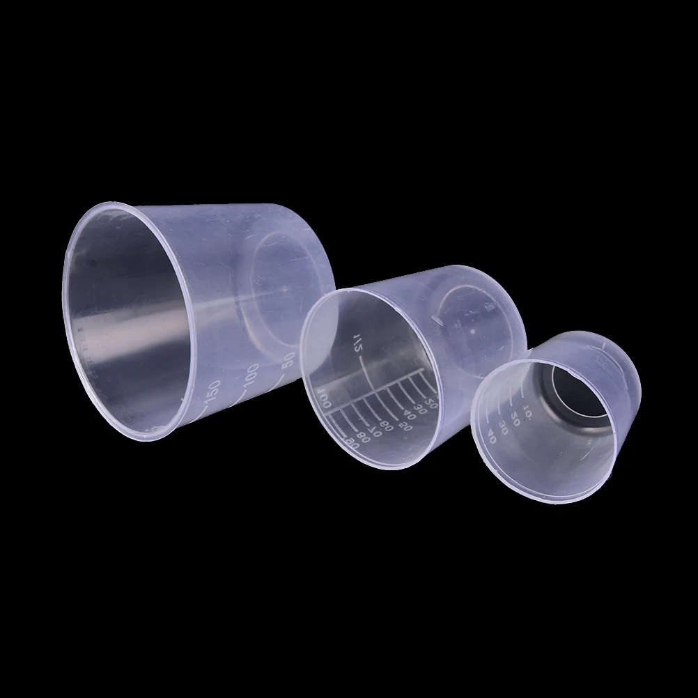 

3PCS/Set 200ml 100ml 50ml Measuring Cup Labs Plastic Graduated Beakers Kitchen Tools Accessories