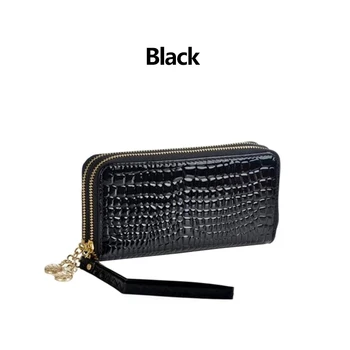 

Ladies Long Wallet Large Capacity High Quality PU Leather Ladies Wallet Luxury Double Zipper Solid Colors Purse Handbag