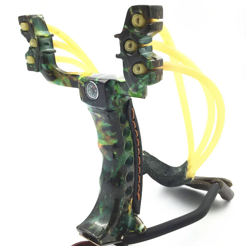 

Adults Gift Powerful Camouflage Slingshot 2 Rubber Bands Folding Wrist Strong Catapult for OutdoorHunting Fishing Shooting Game