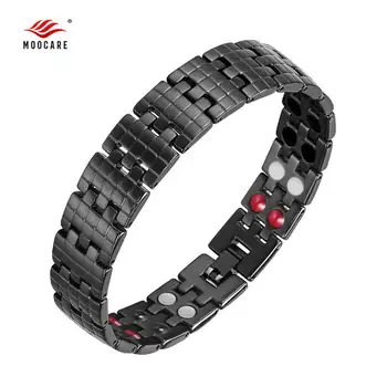 

Moocare Men Black Magnetic bracelet Titanium Jewelry Sports Energy hologram Bracelet chain for Health Gift drop shopping
