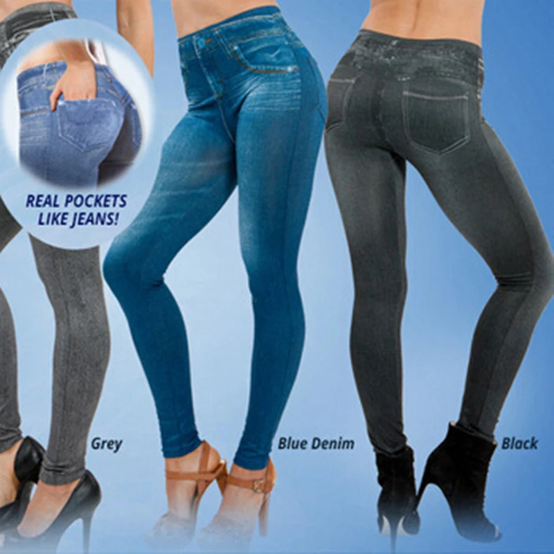 Сексуальные джинсы с эффектом пуш-ап размера плюс, леггинсы для женщин, джинсовые узкие брюки, обтягивающие леггинсы для фитнеса, леггинсы с двумя реальными карманами