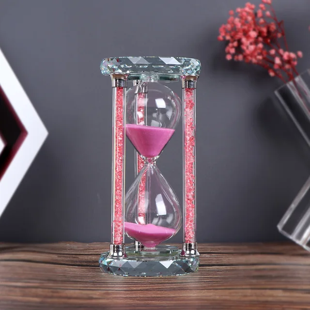K9 Crystal One Hour Sand Timer 60 Minute Glass Sand Clock Crystal Craft