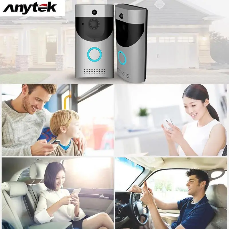 Anytek B30 wifi водонепроницаемый видео умный дверной звонок приемник 720P Беспроводная домофонная сигнализация ИК ночное видение IP камера PIR Обнаружение