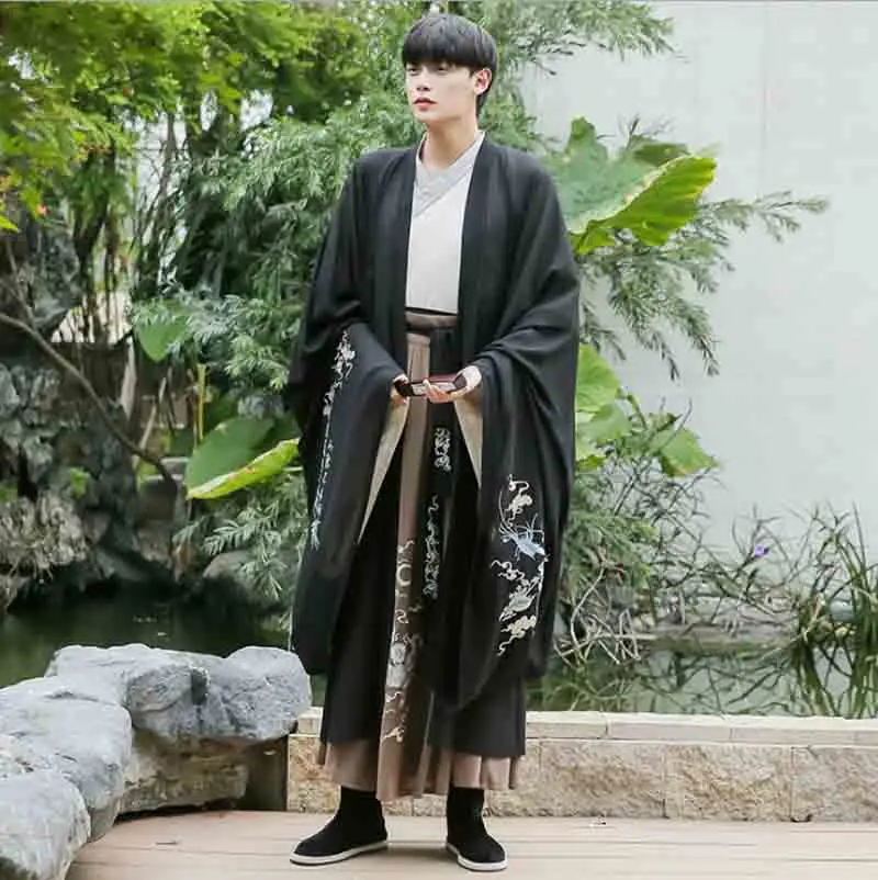 Большой размер 6XL для мужчин/женщин Hanfu черный/коричневый китайское традиционное