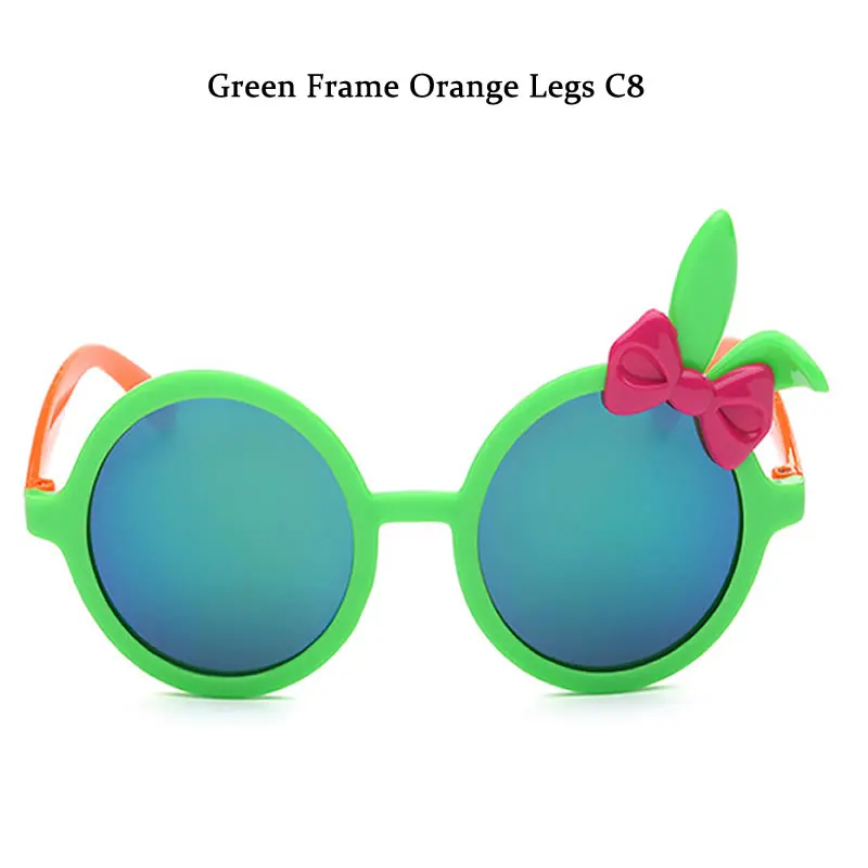 Круглые Солнцезащитные очки для девочек и мальчиков, фирменный дизайн года, роскошные детские солнцезащитные очки с заячьими ушками, детские очки, круглые цветные линзы
