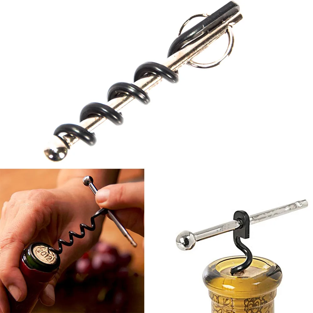 2017 Creative Multifunctional Mini Outdoor Stainless Steel Red Corkscrew Wine Bottle Opener with Ring Keychain | Дом и сад