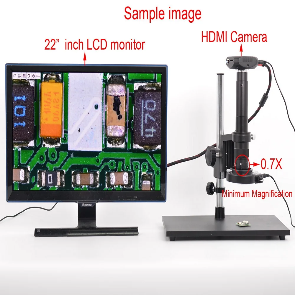 1080 P камера микроскопа HDMI sony сенсор USB HD цифровой промышленный для калибровки камеры + 300X c-крепление объектива + 8 дюймов ЖК-монитор