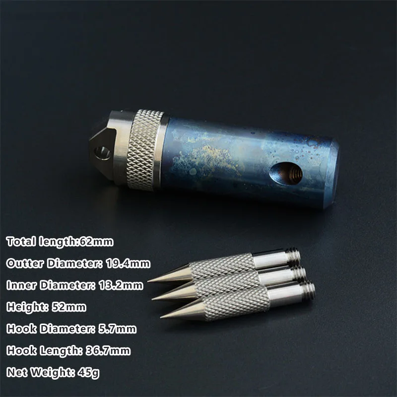  1PC Portable Titanium Alloy Capsule Grappling Hook Container Cash Pill Waterproof Storage Box Bottl