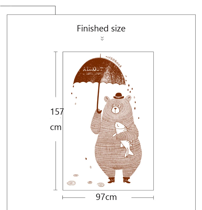 Милый мультяшный кофейный медведь с зонтиком под дождем для маленьких детей, декор для спальни, Настенная Наклейка s, Детская Наклейка, подарок
