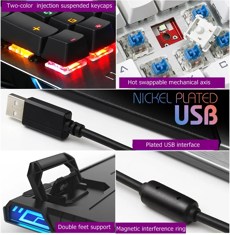 Ретро Круглый Брелок стимпанк пишущая машинка USB Проводная Механическая игровая клавиатура настольный ноутбук клавиатура двойная печатная плата версия