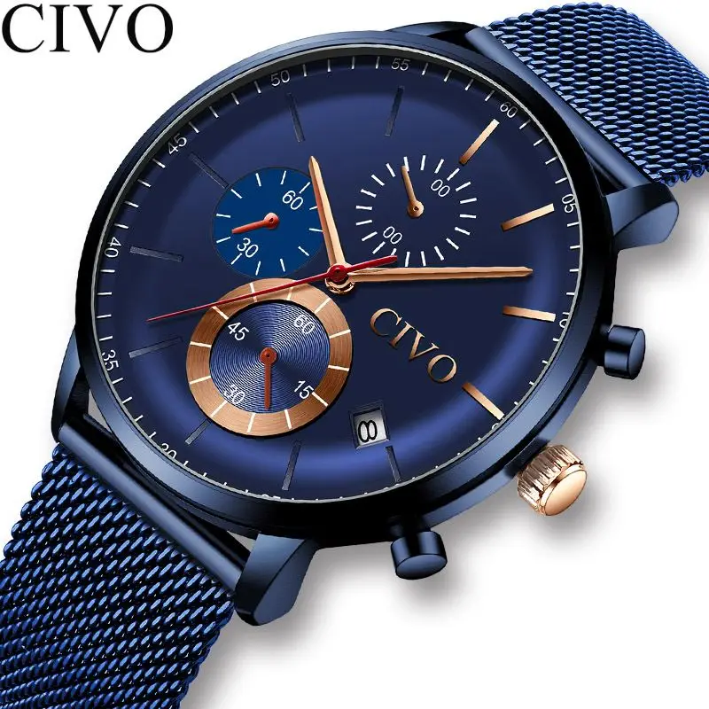 CIVO новинка 2019 модные мужские часы спортивные военные минималистичные