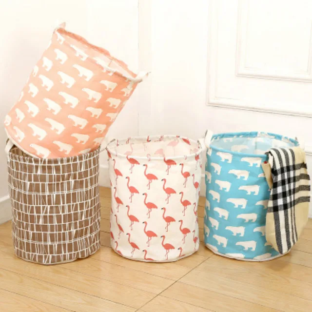 

Flamingo Bird Folding Storage Basket Box Clothes Sundries Toy Laundry Portable Hanging Linen Bucket Home Storage Organizer