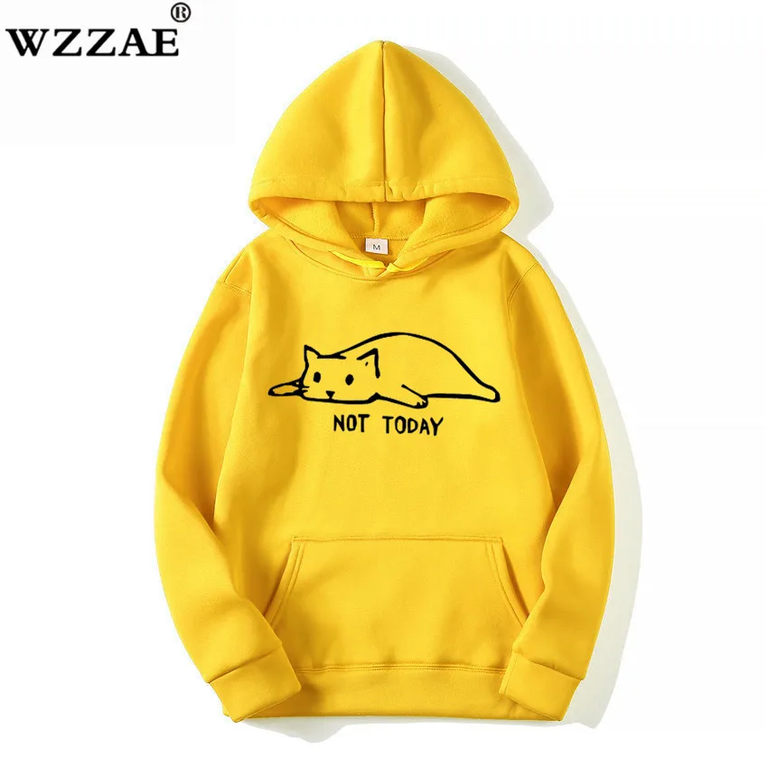 Najtaniej Bluzy z kapturem dla kotów Kawaii mężczyźni nie dzisiaj bluza z zabawną grafiką mężczyźni kobiety Harajuku moda pot Unisex z długim rękawem Sudadera Mujer