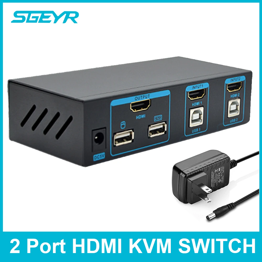 HDMI KVM Switch SGEYR Ultra HD 2 Port HDMI 4K USB2.0 KVM Switch 3D 4K 3840x2160@30Hz 1080P for Dual Monito and Displays HDMI KVM Switch SGEYR Ultra HD 2 Port HDMI 4K USB2.0 KVM Switch 3D 4K 3840x2160@30Hz 1080P for Dual Monito and Displays