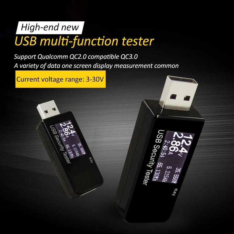 Digital USB Current Voltage Meter Charging Detector Ammeter Mobile Power Capacity Tester for USB Charger Power Bank Voltmeter