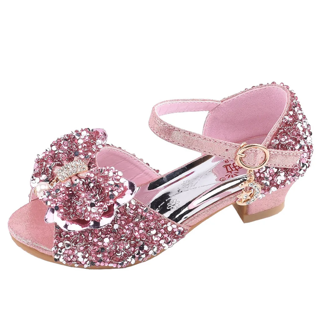 Летняя одежда для девочек обувь Дети отделан "жемчугом"; с украшением в виде банта шикарные тонкие туфли обувь для принцессы сандалии обуви для девочек ete