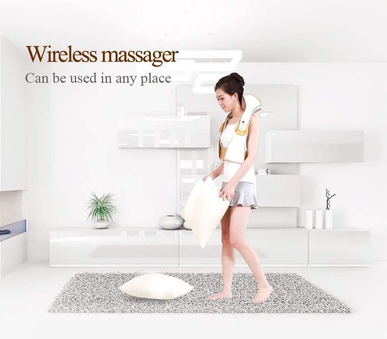 Electric Shiatsu Back Neck Shoulder Leg Body Spa Jade Massage Infrared Heating Kneading Massager Pillow Pain Relief Massageador 01