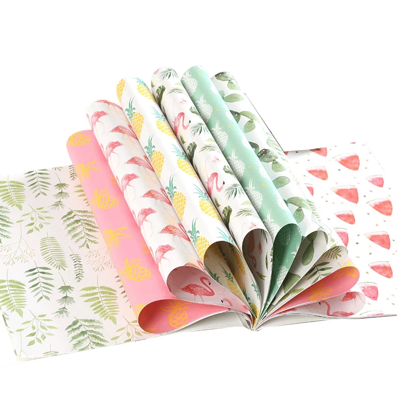 

246*314mm Handmade Lovely Flower Square Wrapping Paper Crafts Background Paper Pack 24 Sheet + 1 Die-Cut For Kids DIY Decoration