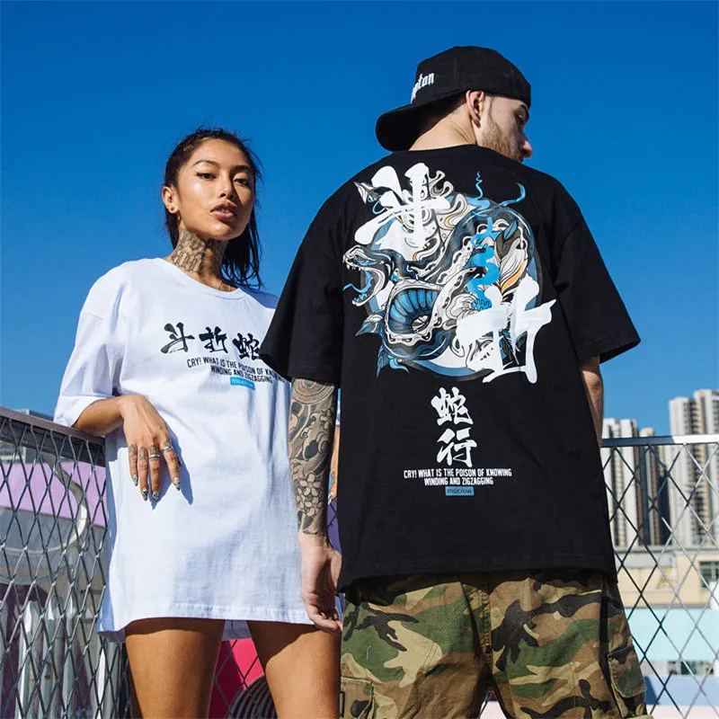 

Japan Style Chinese Satan Devil O Neck Brand Clothing Men T Shirt Top Tee Funny Tops Tees Male Casual Hip Hop Tshirt Streetwear