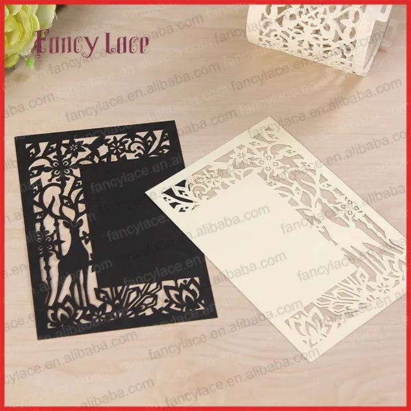 

2017 DIY Laser Cut Deer Design Christmas Greeting Card, Pearl Paper Wedding Invitation Cards , Creative Fancy Menu Cards,20PCS