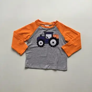 

children boys Fall / Autumn raglans Girls Halloween raglans boys pumpkin in truck print raglans baby boys boutique clothes