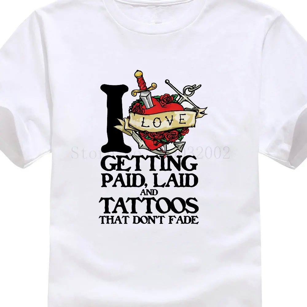 

Customised T Shirts Men'S Crew Neck I Love Getting Tattoos Short Printing Machine T Shirts Short Sleeves New Fashion T-Shirt Men