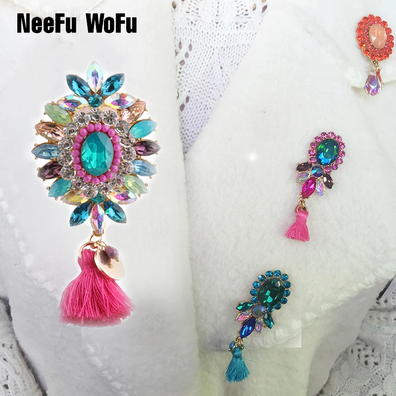 

NeeFu WoFu Brooches Pin Collar Brooch Tassel Dress Rhinestone Decoration Pineapple Buckle Pin Jewelry Brooches For Women 2018