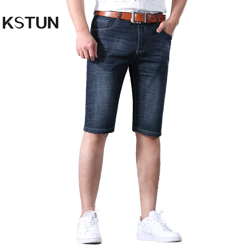

Men's Jeans Shorts Summer Ultrathin Stretch Black Denim Shorts pants Jeans Casual Businessman Jeans Knee Length Short Cowboys
