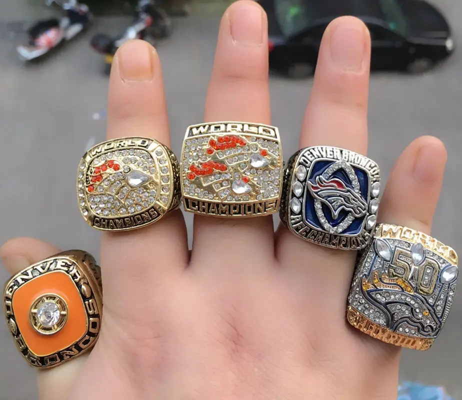 5 Set 1977 1997 1998 2013 2015 Denver Broncos World Championship Ring