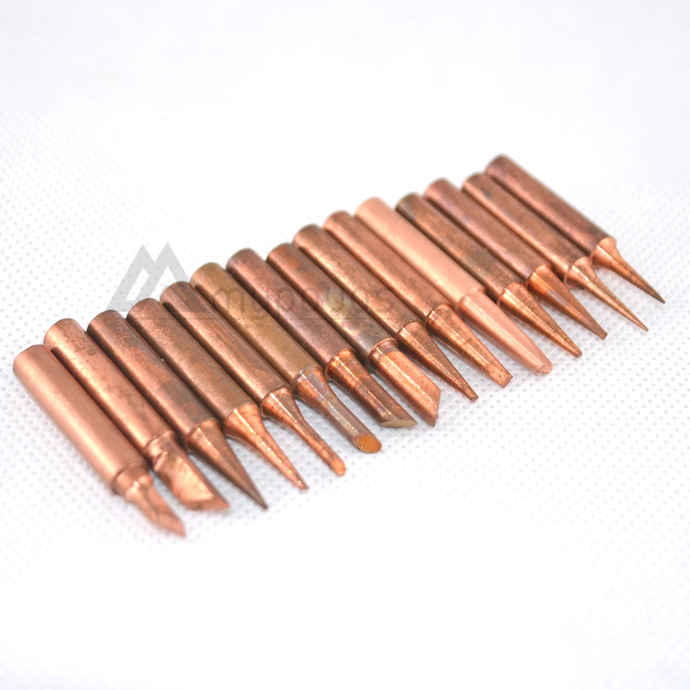 

15pcs/set Lead-free Red copper Pure cupper Solder tip 900M-T For Hakko 936 FX-888D Saike 909D 852D+ 952D Diamagnetic DIY