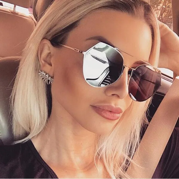 

Future fashion Women Colour Luxury Flat Top Cat Eye Sunglasses oculos de sol men Twin Beam Sun glasses Alloy Frame UV400