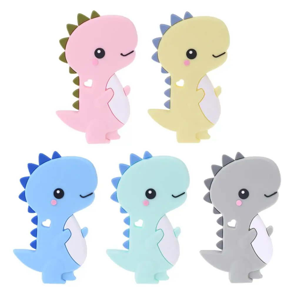 

Baby Silicone Teether Newborn Soother Chewable Teething Toy Cartoon Dinosaur Shaped Safety Soft Kids Toys