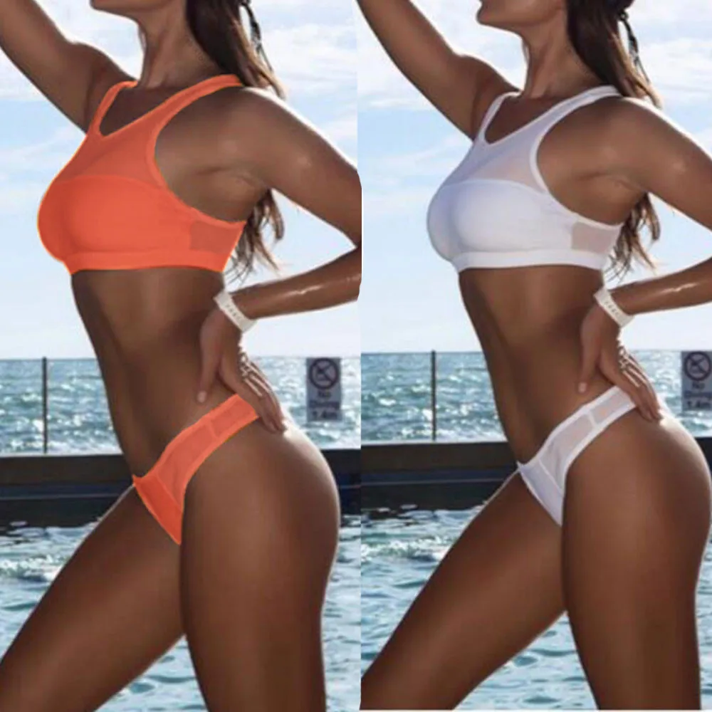 

Women's Swimming Suit Sexy Bikini Swimsuit Women Sexy Sport Push-Up Padded Bra Beach Halter Bikini Set Swimsuit Swimwear