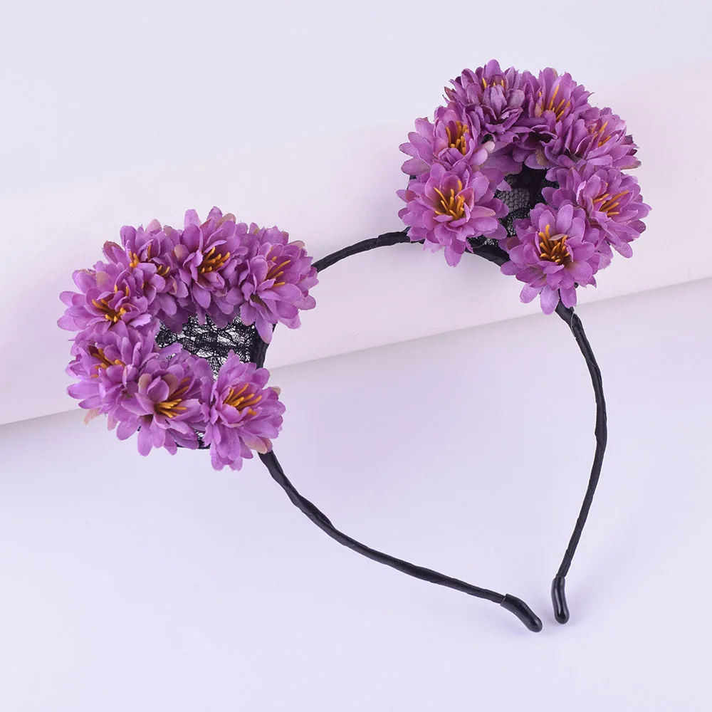 CXADDITIONS Hair Band Floral Crown Chrysanthemum Flower Cat Ears Kid