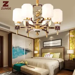 Современные светодиодный Люстра Новый китайский стиль огни E257 в Гостиная цинковый сплав Нефритовое стекло светильники lampadari